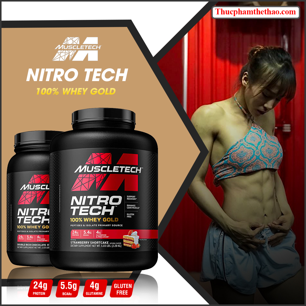 Sữa tăng cơ NITRO -TECH 100% WHEY GOLD Hộp 5lbs (2.27kg) - Hàng Chính Hãng MUSCLETECH USA - NHIỀU HƯƠNG VỊ - KÈM QUÀ TẶNG