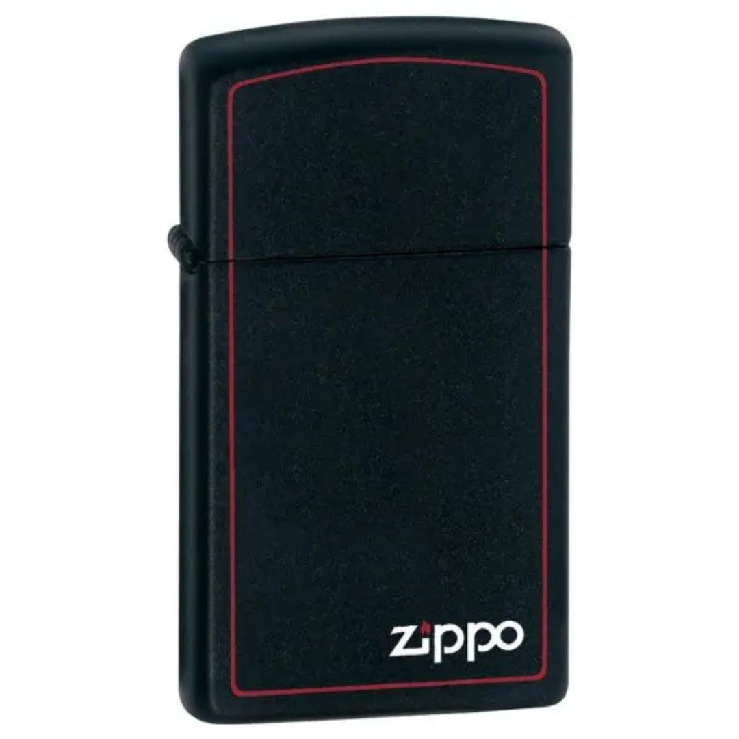 Zippo Slim đen nhám viền đỏ chính hãng – Bật lửa chống gió cao cấp