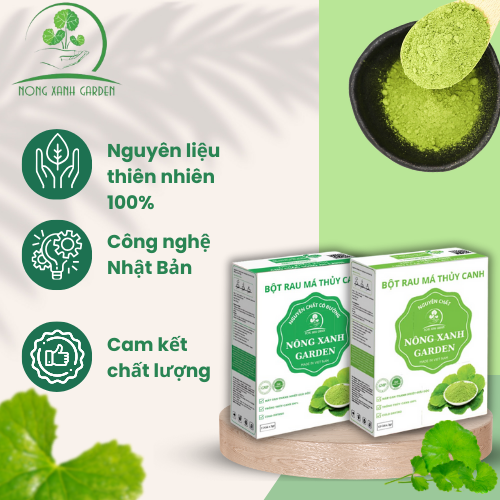 Nông Xanh Garden Combo 2 Hộp Bột Rau Má Thủy Canh Nguyên Chất + Nguyên Chất Có Đường Hộp 15 gói hòa tan uống liền, thanh nhiệt, làm đẹp