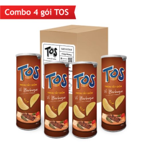 Combo 4 Lon TOS Khoai Tây Giòn Vị BBQ - 100g/lon