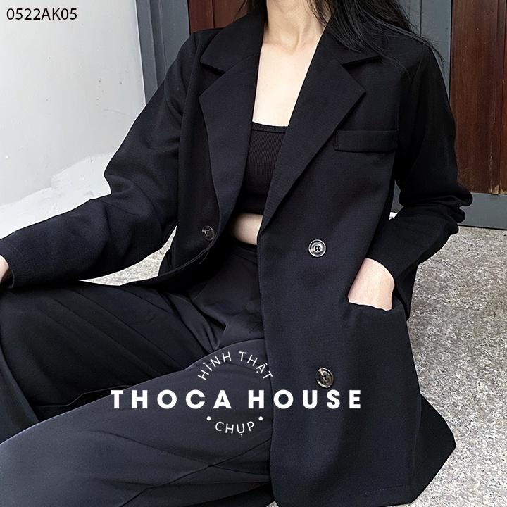 Áo blazer khoác vest công sở túi nấp 4 nút trơn THOCA HOUSE đen, nude, nâu, mặc đi làm phối đồ xinh