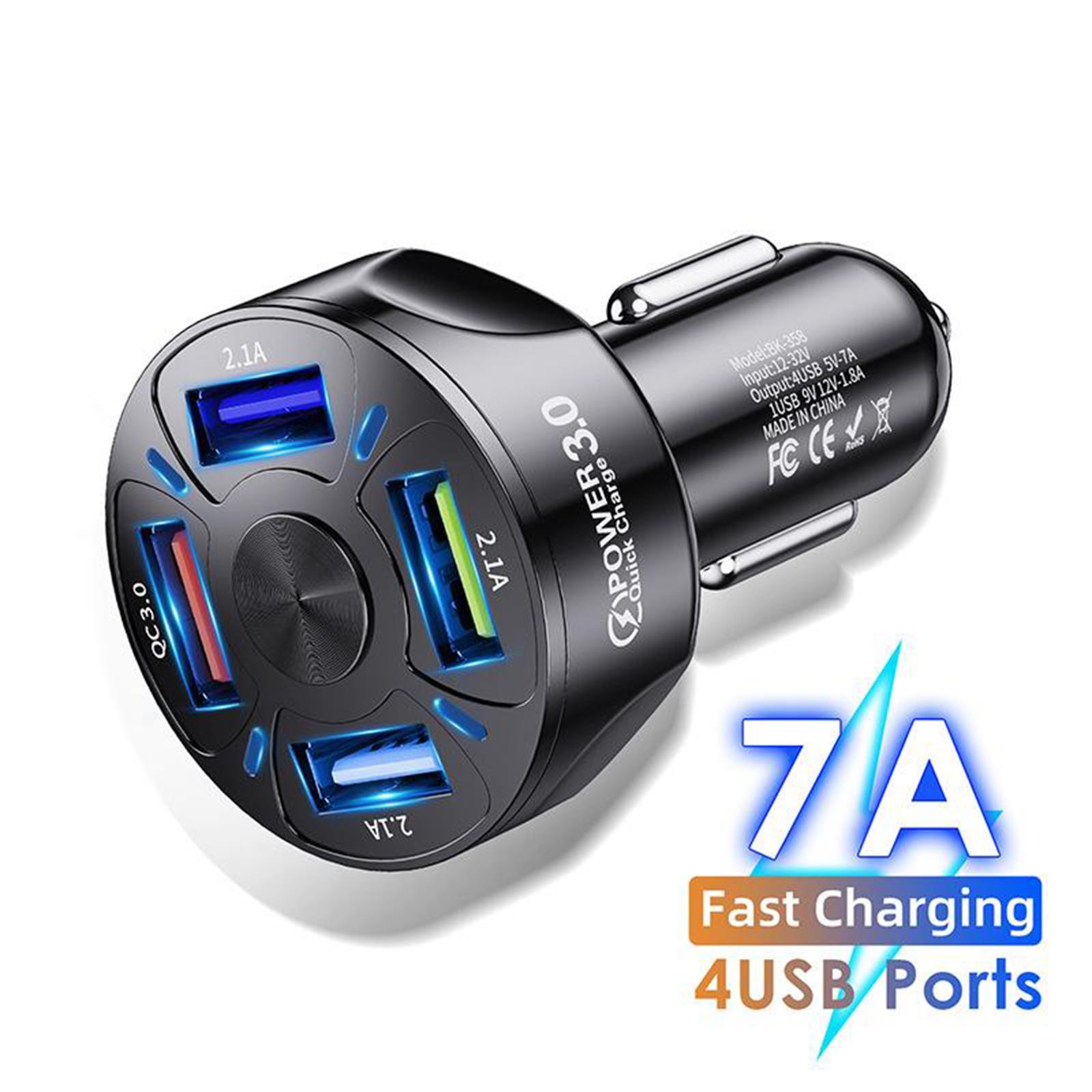 12V 4-Ports USB  QC 3.0 Quick Charge Adapter Socket For