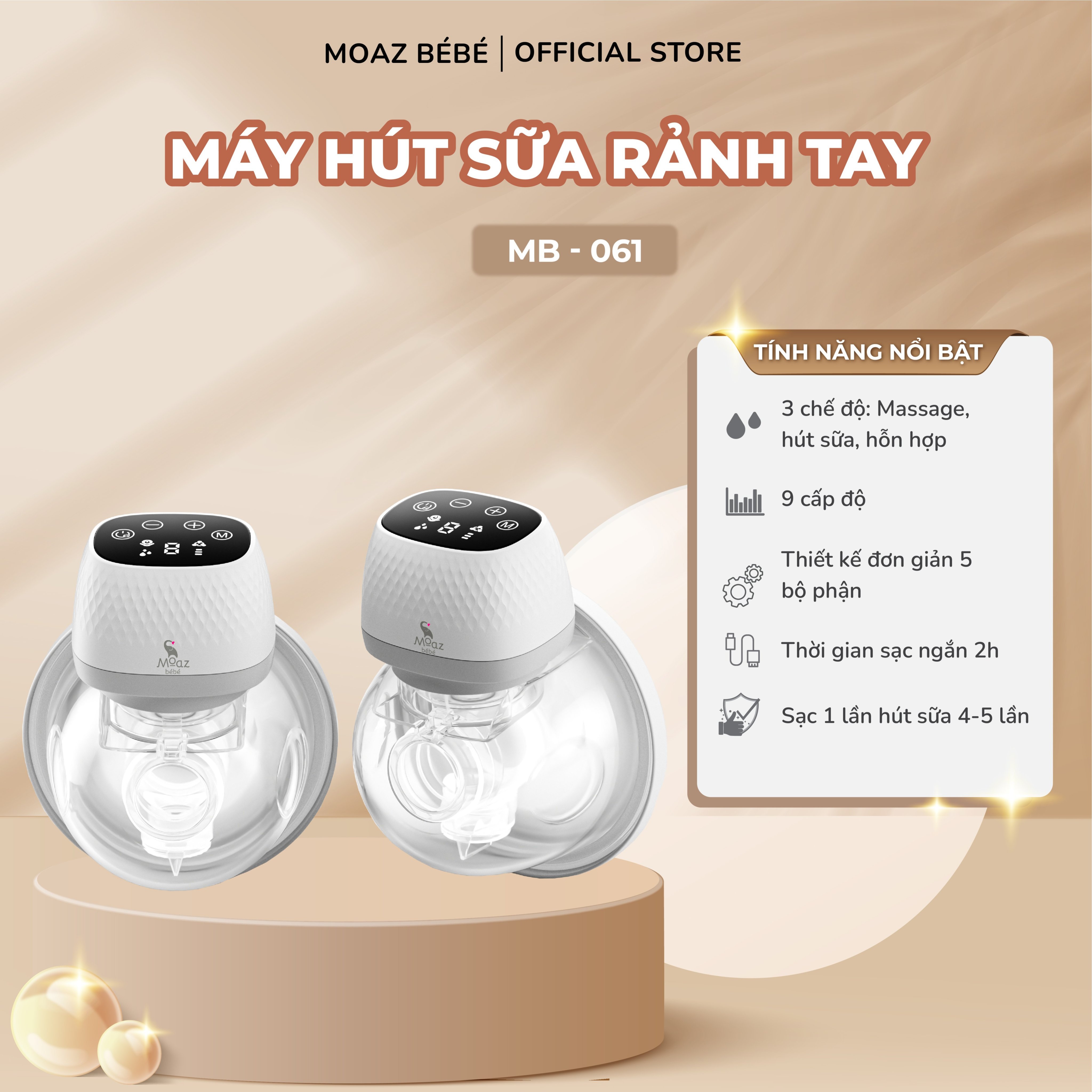 Máy hút sữa rảnh tay Moaz BéBé MB – 061