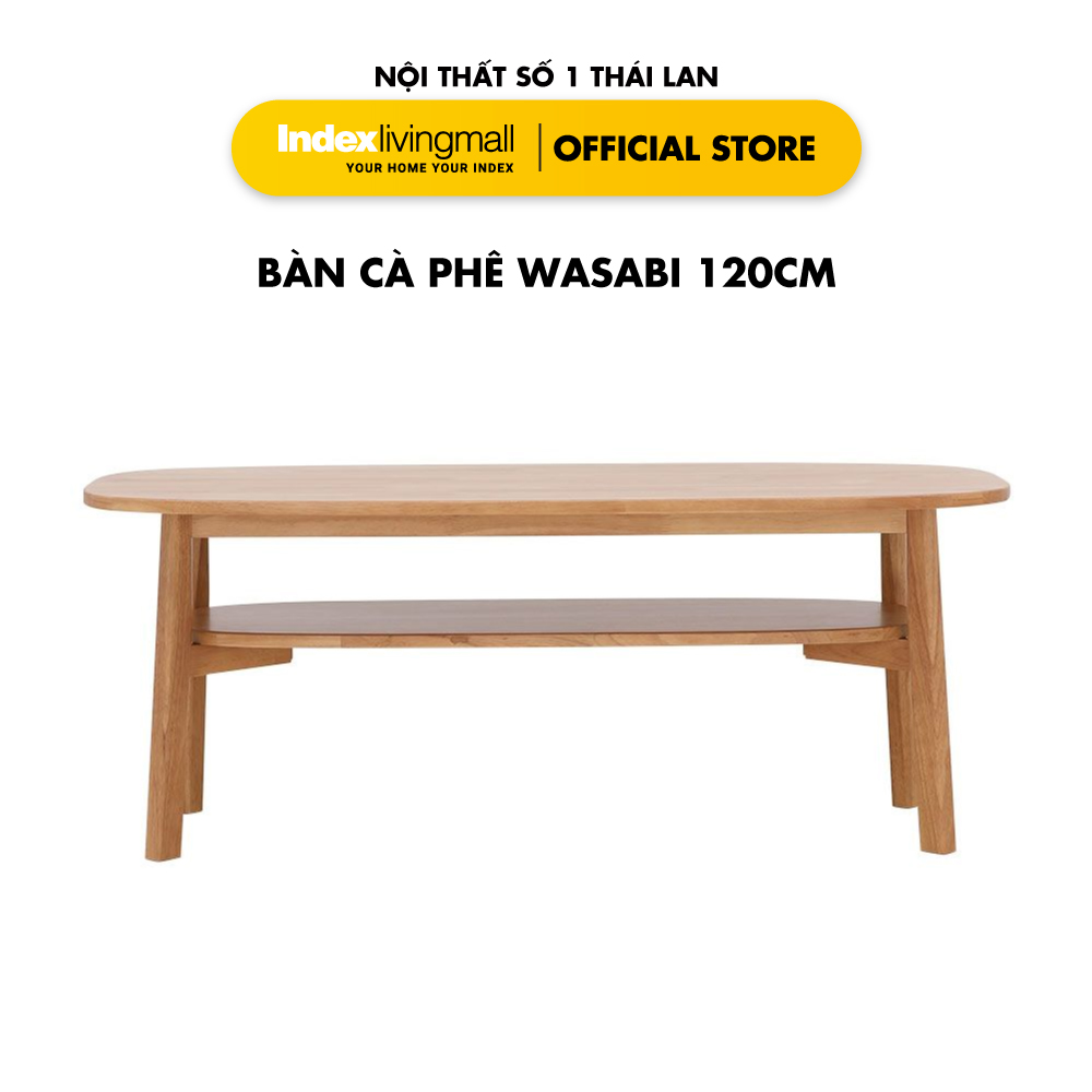 Bàn Cà Phê WASABI Phòng Khách Màu Gỗ Tự Nhiên, Gỗ Cao Su, Kích Thước 120x55x46 cm  | Index Living Mall | Nội Thất Nhập Khẩu Thái Lan - Phân Phối Độc Quyền Tại Việt Nam
