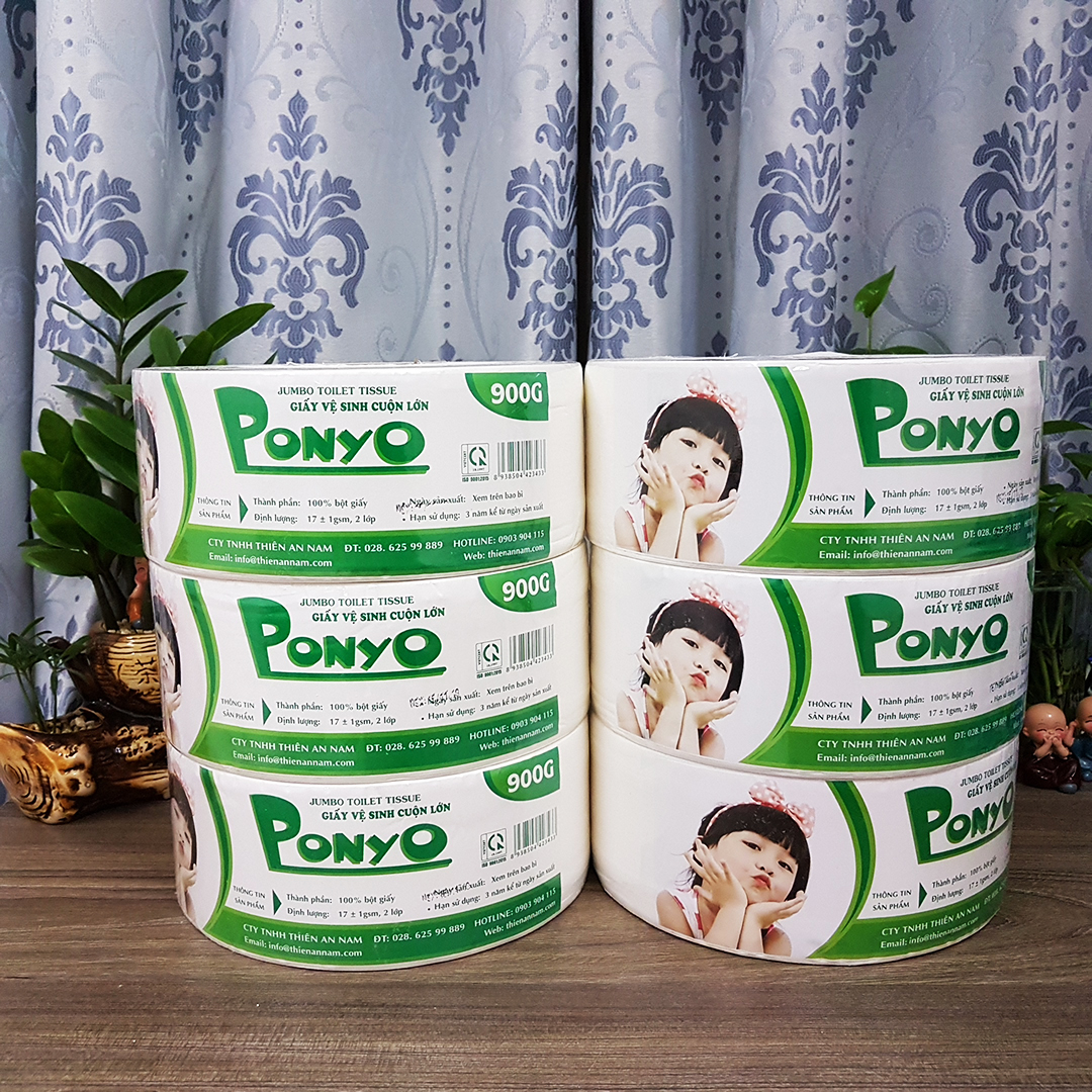 Combo 6 cuộn giấy vệ sinh cuộn lớn 900g PONYO