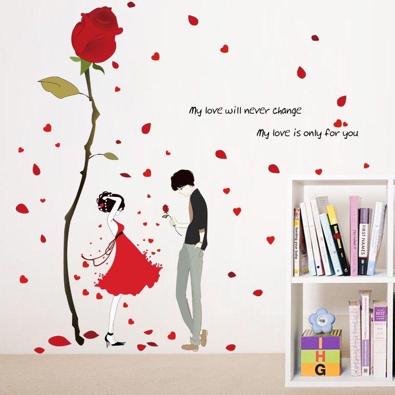 Decal dán tường, tranh dán tường cặp đôi yêu nhau