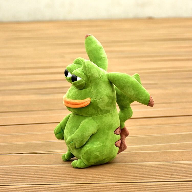 Gấu bông ếch Pepe cosplay Pikachu ếch meme môi dày mắt buồn 30cm