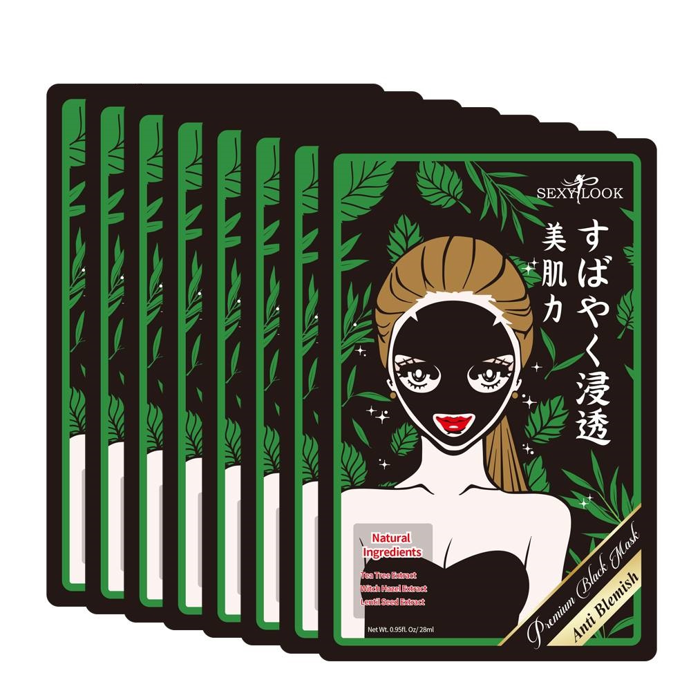 Combo 8 Miếng Mặt Nạ Tràm Trà Kiểm Soát Dầu Và Mụn SEXYLOOK Tea Tree Anti Blemish Black Facial Mask