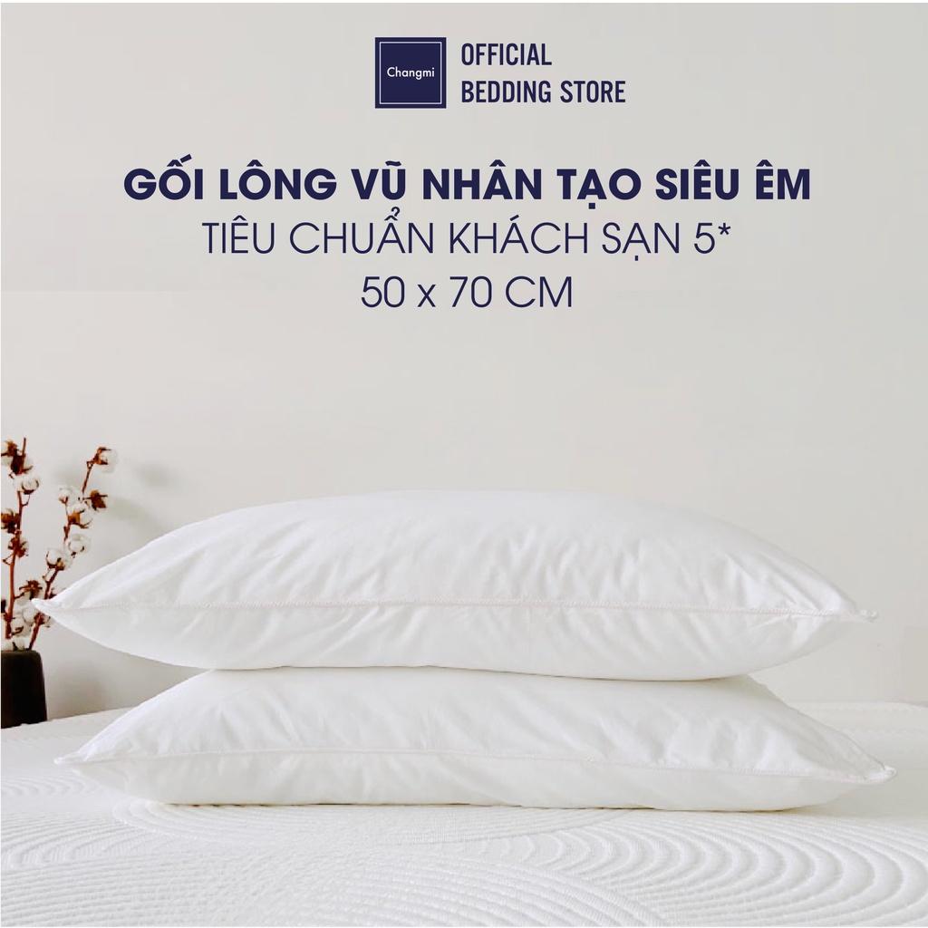 Gối lông vũ nhân tạo Microfiber Changmi Bedding siêu êm tiêu chuẩn khách sạn 5 sao 50x70cm