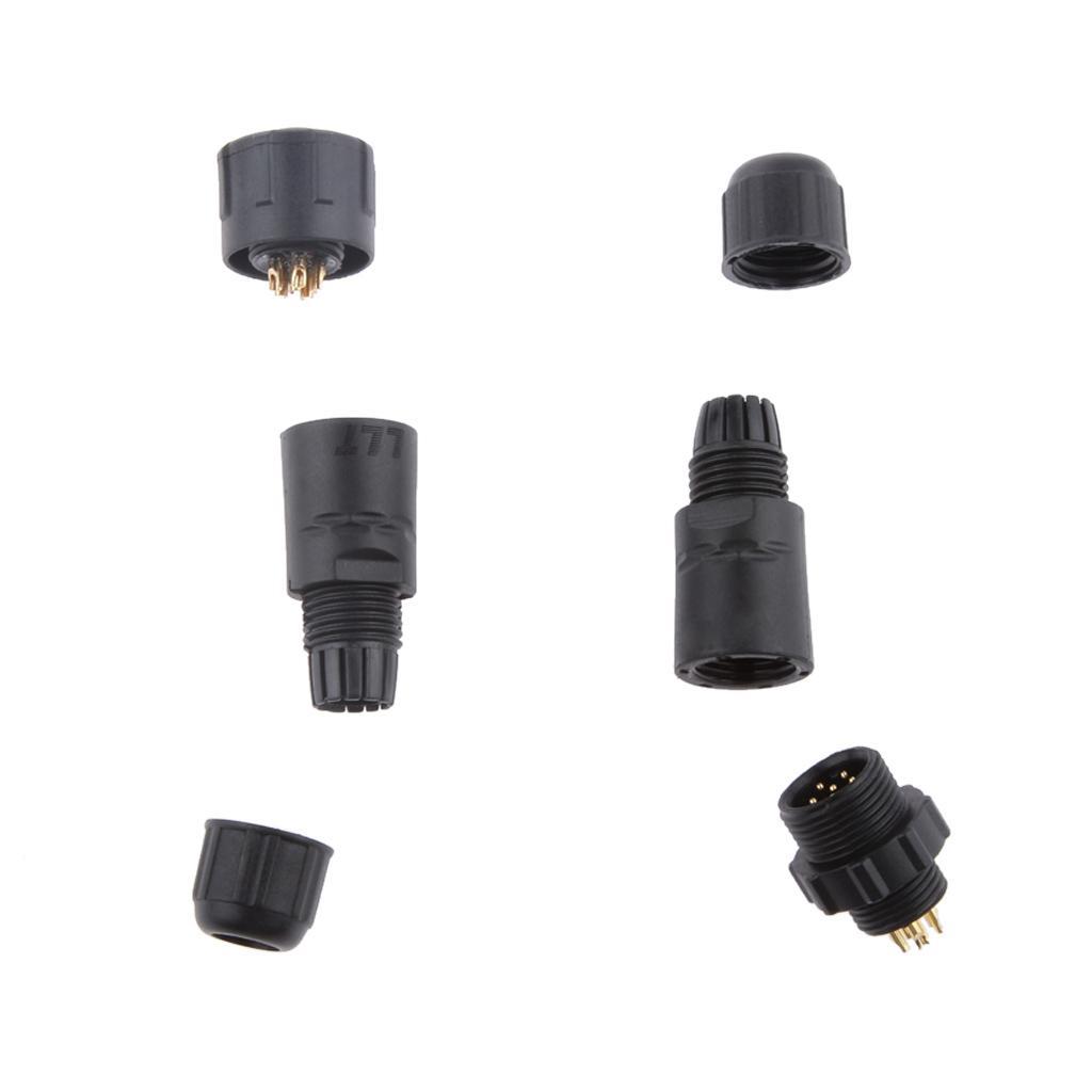 5A 7.5mm IP68 6 Pins Assembled Waterproof Electrical Cable Connector Socket - 5 pins