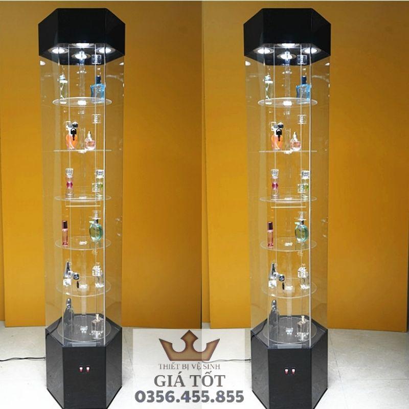 Tủ trưng bày,kệ trưng bày sản phẩm 5 tầng xoay 360° có đèn Led