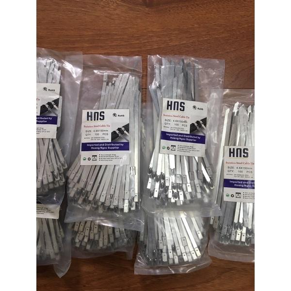 Túi 100 sợi dây rút inox 304 chịu lực, chịu nhiệt 15cm 4,6x150mm