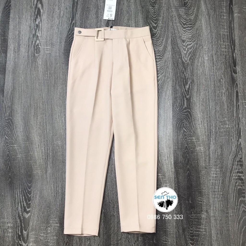 Quần Baggy Nữ Đai Vải Vuông ,Quần Công Sở Màu Đen Be Chất Vải Vitex Cao Cấp, Cạp Cao, Sang Trọng Thanh Lịch