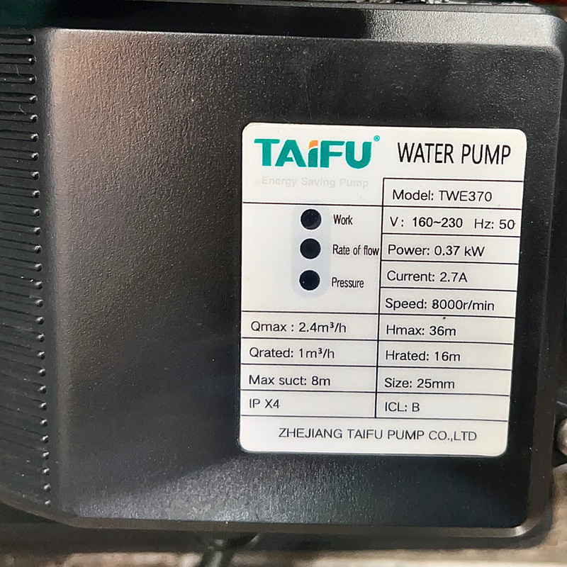 Bơm tăng áp điện tử 370W nước nóng và lạnh, chống cạn, chống cháy thông minh thế hệ mới TAIFU - Bảo hành 1 năm