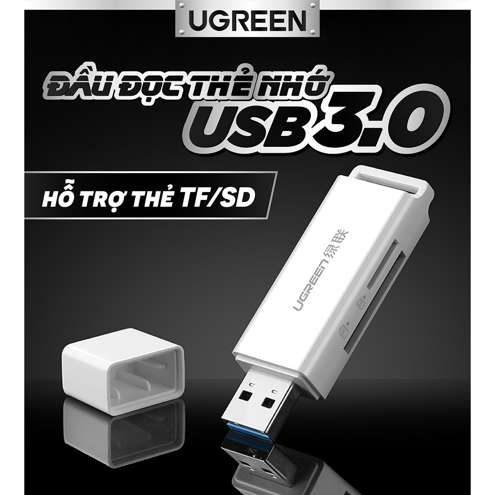 Đầu Đọc Thẻ SD / TF Chuẩn USB 3.0 Ugreen 40753 - Hàng Chính Hãng