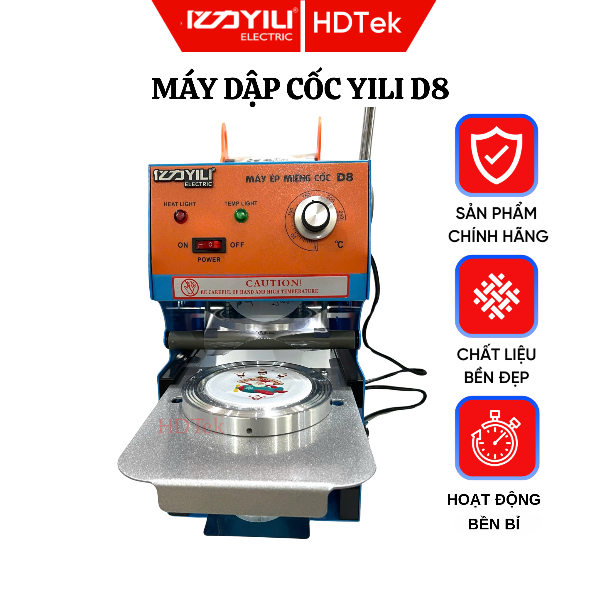 Máy Ép Miệng Ly, Máy Dán Màng Cốc Trà Sữa, Hoa Quả, Sinh Tố, Cà Phê YILI D8 - HÀNG NHẬP KHẨU