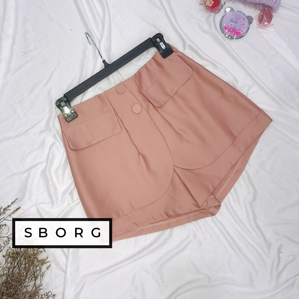 Quần short nữ SBORG quần đùi chất vải tapta trơn cao cấp có túi dễ thương cute đáng yêu có túi freesize dưới 55kg quà tặng vợ, thoải mái thuận tiện đi chơi với bạn bè