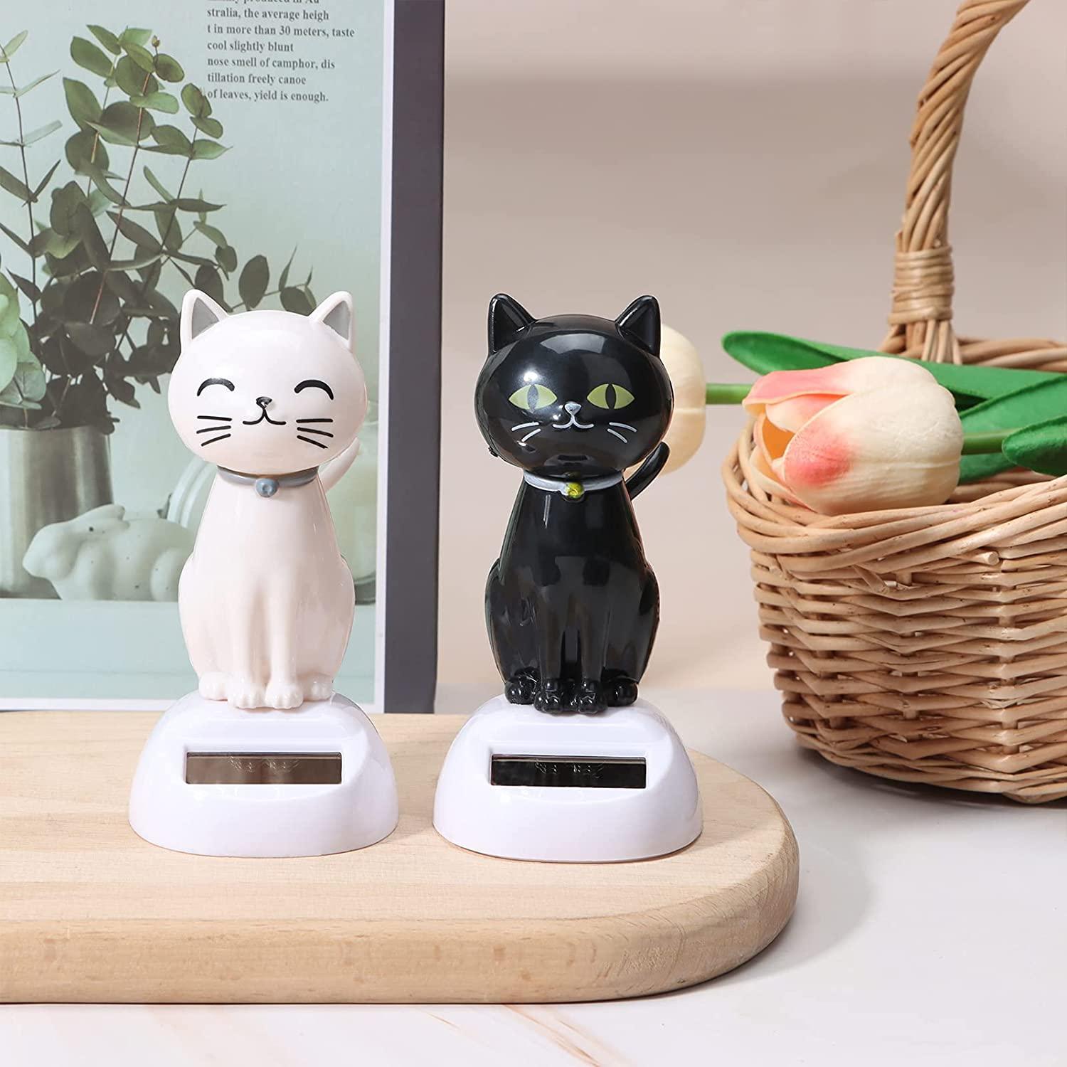 Bộ 3 gói trang trí bảng điều khiển xe hơi hình đầu mèo năng lượng mặt trời