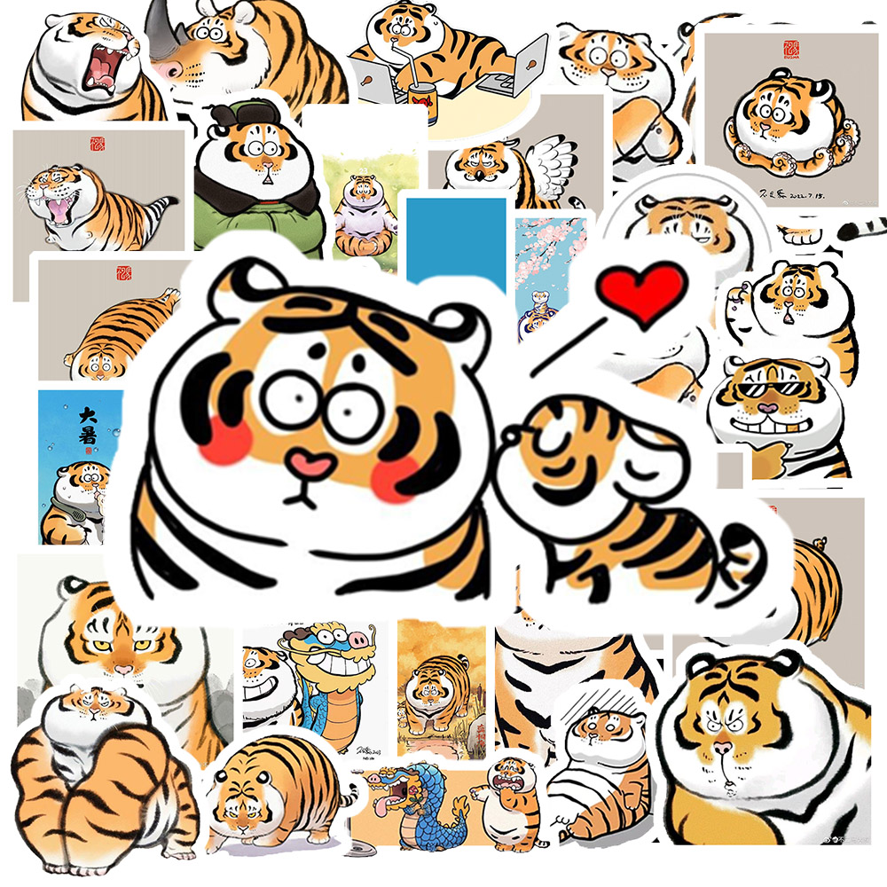 Set 50 Sticker Hình HỔ BÉO DỄ THƯƠNG – Decal Trang Trí Xe - Laptop - Nón Bảo Hiểm | Chống Nước