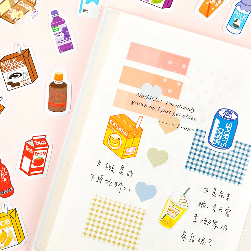 Sticker chủ đề Đồ Uống - Hộp 45 miếng dán trang trí sổ tay Bullet Journal - M029