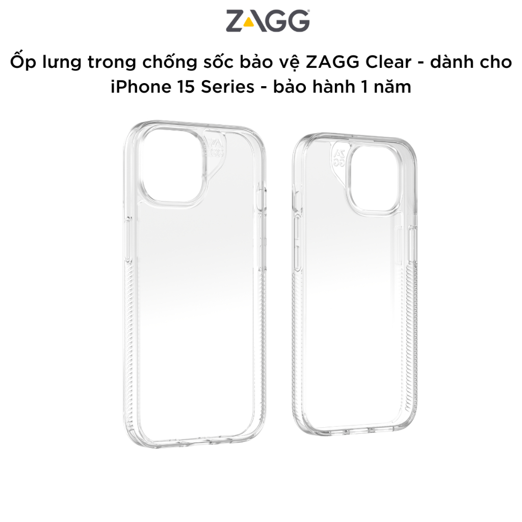Ốp lưng trong chống sốc bảo vệ ZAGG ESNTL Clear / Clear Snap cho iPhone 15 Series - chống sốc 1.5M - bảo hành 1 năm- Hàng chính hãng
