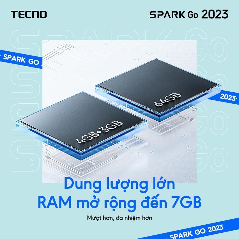 Điện thoại Tecno SPARK GO 2023 4GB/64GB - Helio A22 | 5000 mAh | 6,6&quot; HD+| Cảm ứng vân tay | Hàng chính hãng | Bảo hành chính hãng 13 tháng