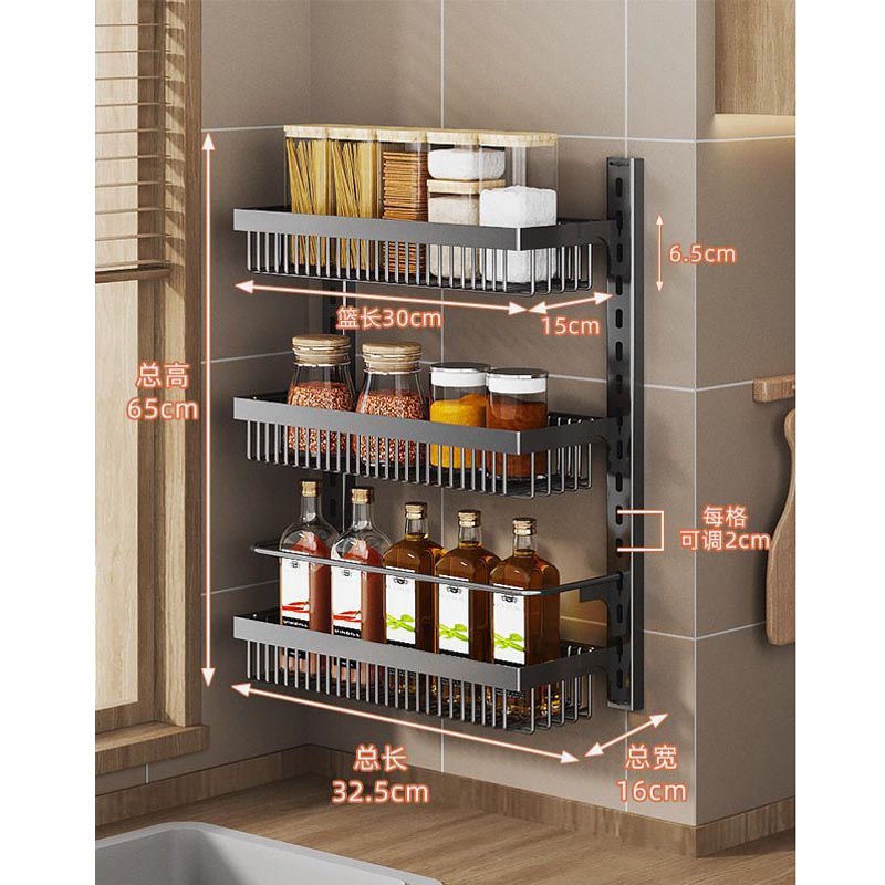 Kệ treo đồ nhà bếp không cần khoan tường size 65x32x16 cm