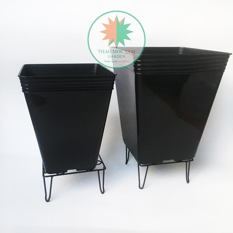 Bộ 04 cái Chân đế vuông 21x10cm – Chân đế sắt kê chậu thoát nước, trang trí chậu hoa, nâng đỡ chậu cao hơn