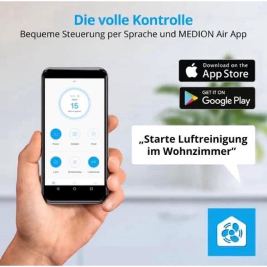 Máy Lọc Không Khí MEDION MD10444 Cho Phòng 60m2 Loại Bỏ 99% Bi Khuẩn, Bụi Mịn, Nhập Đức, BH 12 Tháng, Cho Phòng 60m2