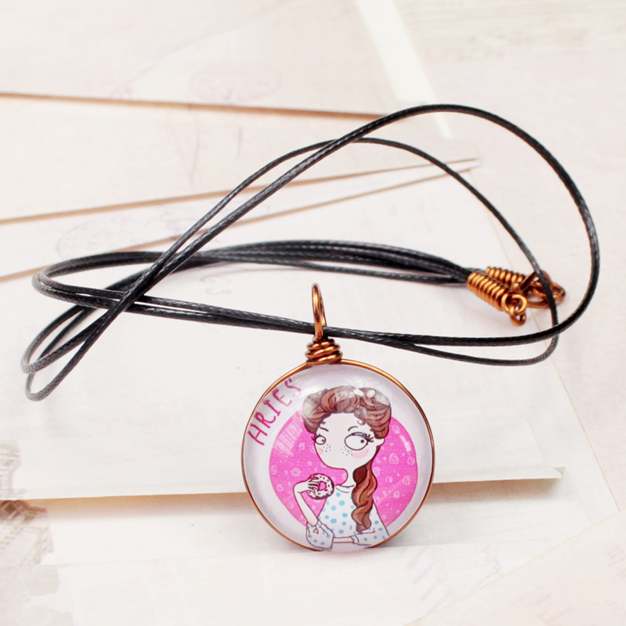 Dây chuyền 12 cung hoàng đạo Zodiac màu sắc tươi sáng hình chibi 06647-DC0010