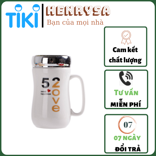 Ly Sứ Trắng Giữ Nhiệt, Nắp Tráng Gương - HENRYSA