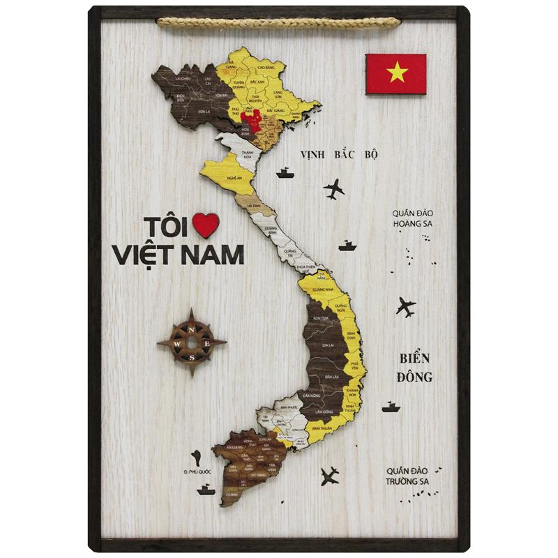 Tranh Treo Tường Bản Đồ Việt Nam 28 cm - Bách Mộc