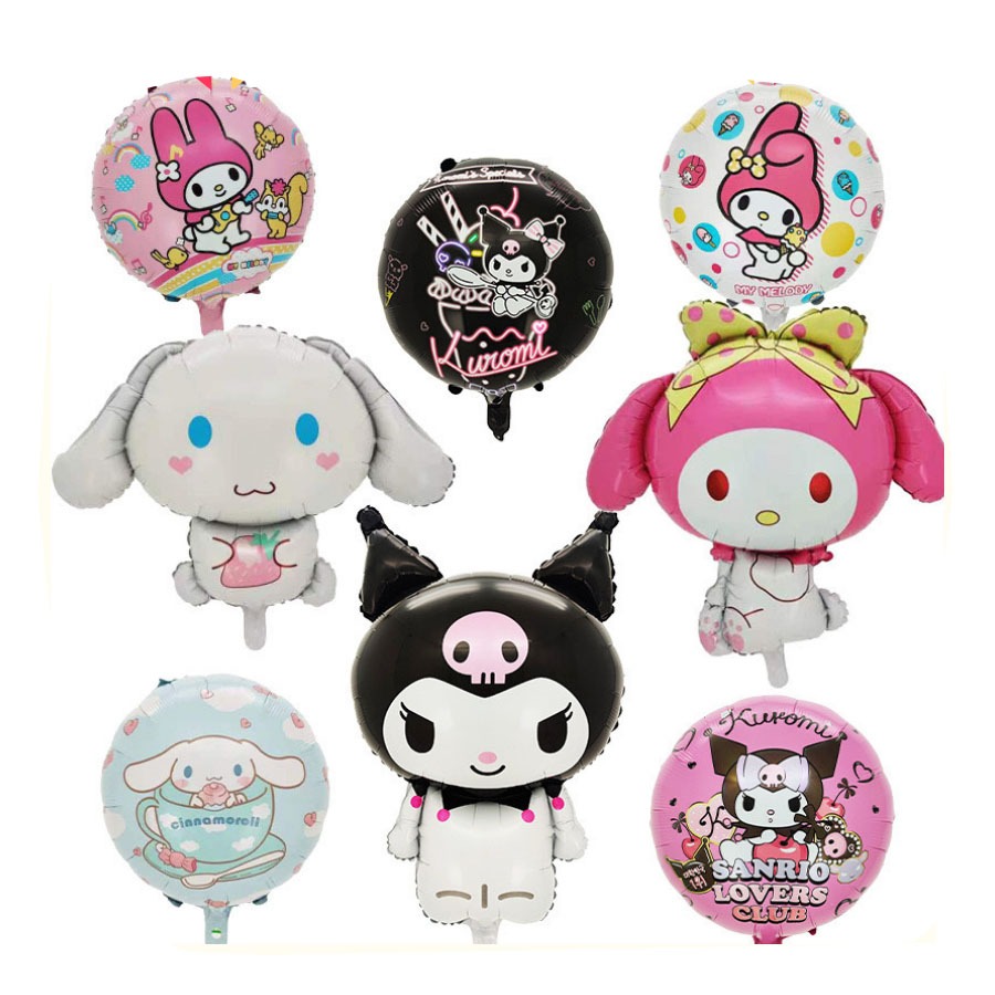 Bong Bóng Kiếng Nhôm Chủ Đề Hoạt Hình Kuromi Cinnamon Dog Sanrio KT Melody