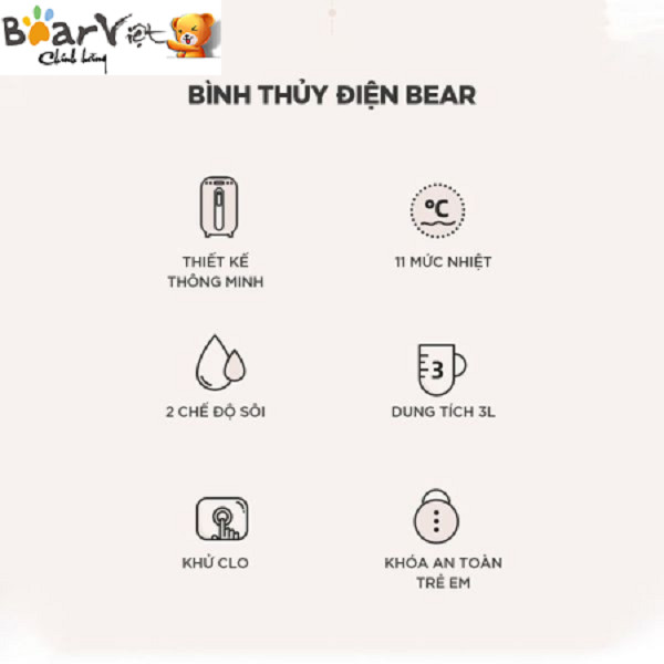 Bình thủy điện thông minh Bear ZDH-H30B1 (KE-B30V1) Sản Phẩm Chính Hãng