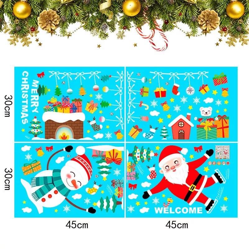 Decal trang trí Noel Hít Tĩnh Điện - Người tuyết vui chơi cùng ông già noel