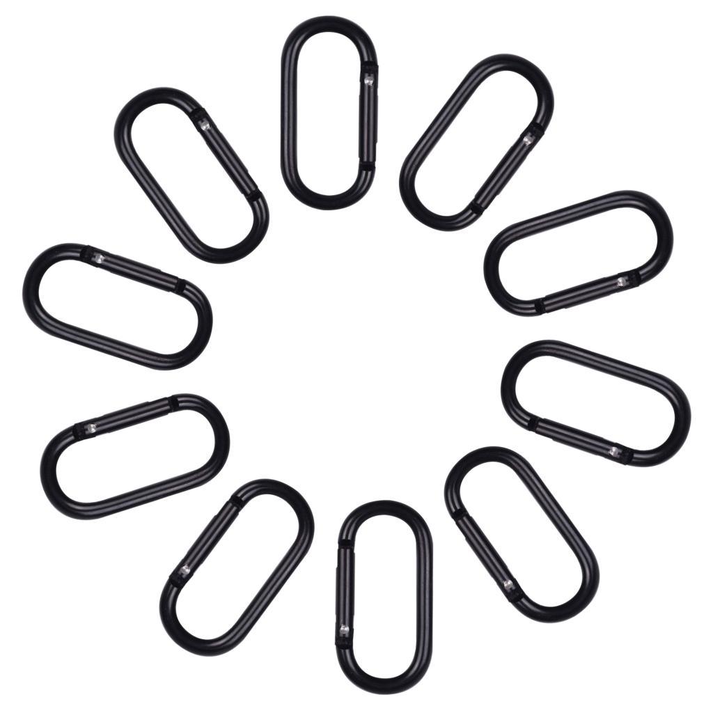 10x Locking Carabiner Clip Snap Hook Spring Karabiner Small Keychain Black