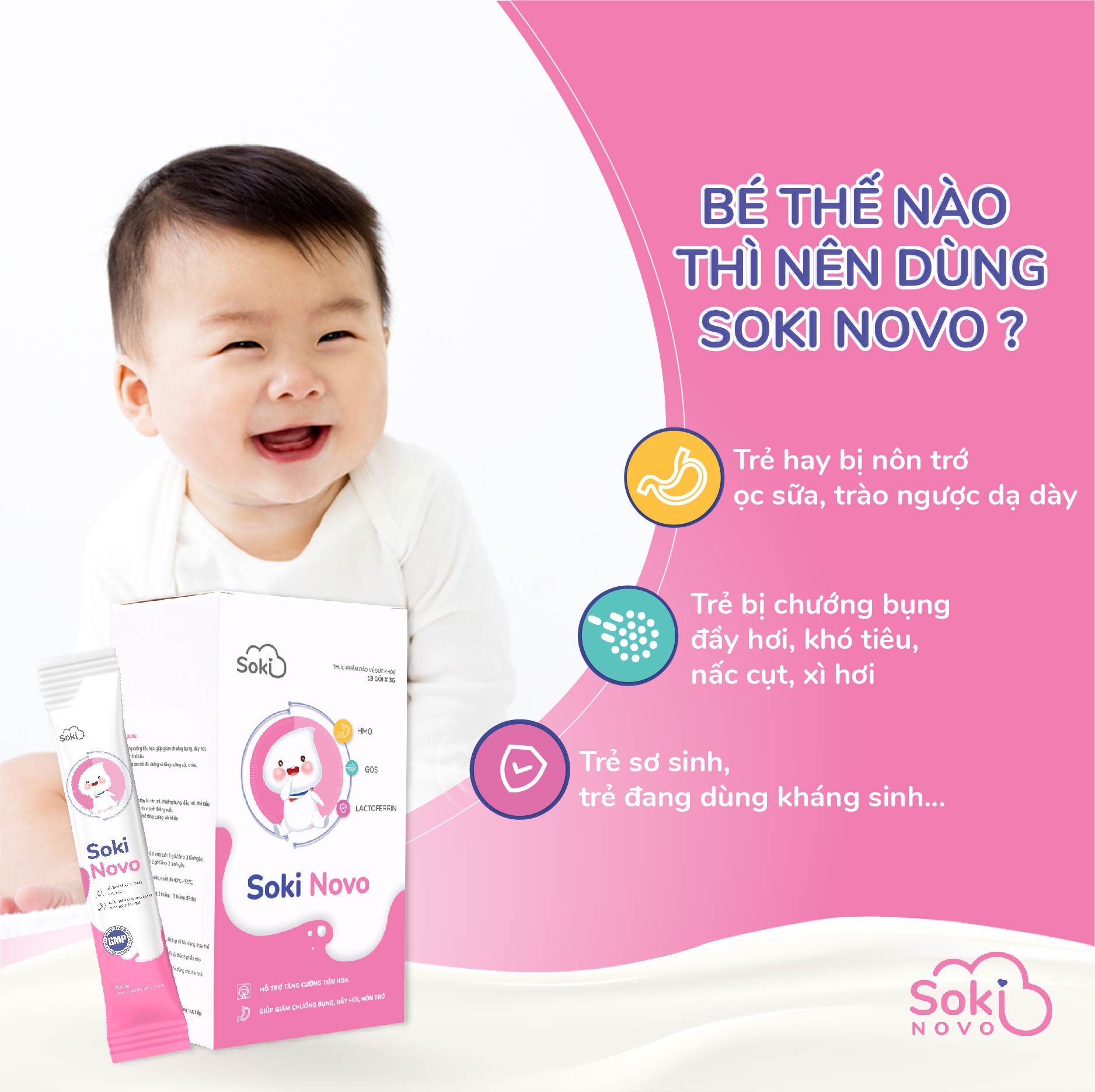 Bộ đôi ngủ ngon tiêu hóa tốt, giảm nôn trớ cho bé Soki Tium (3 hộp) + Soki Novo (1 hộp)