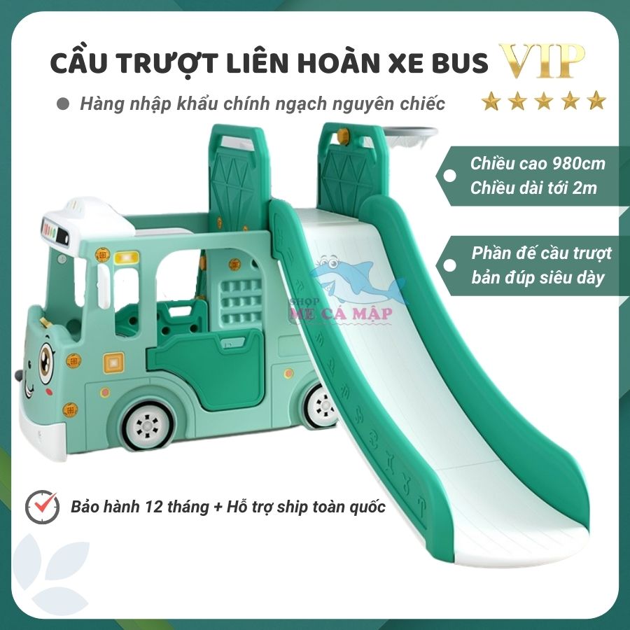 Cầu trượt xe Bus hàng siêu cấp rất dày và nặng, cầu trượt cho bé liên hoàn tải trọng 100kg