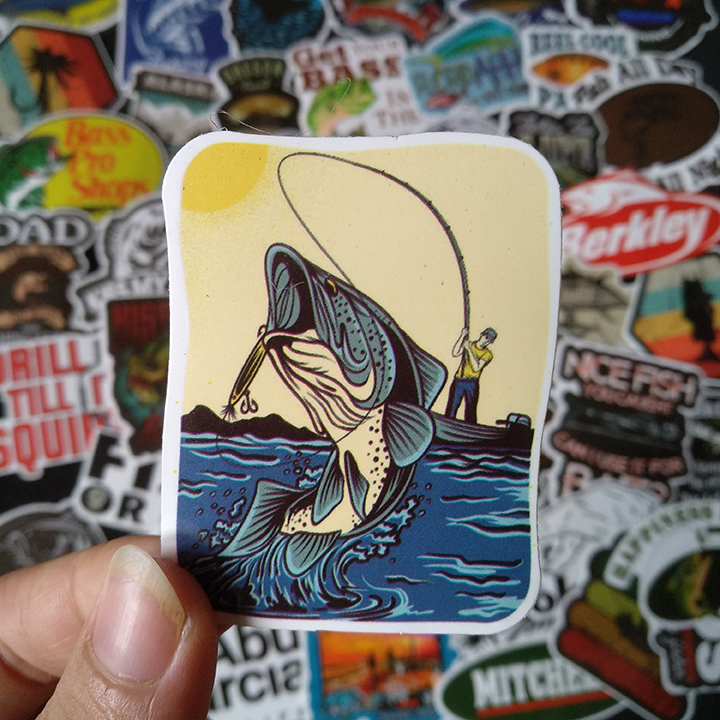 Bộ Sticker dán cao cấp chủ đề CÂU CÁ - FISHING - Dùng dán Xe, dán mũ bảo hiểm, dán Laptop