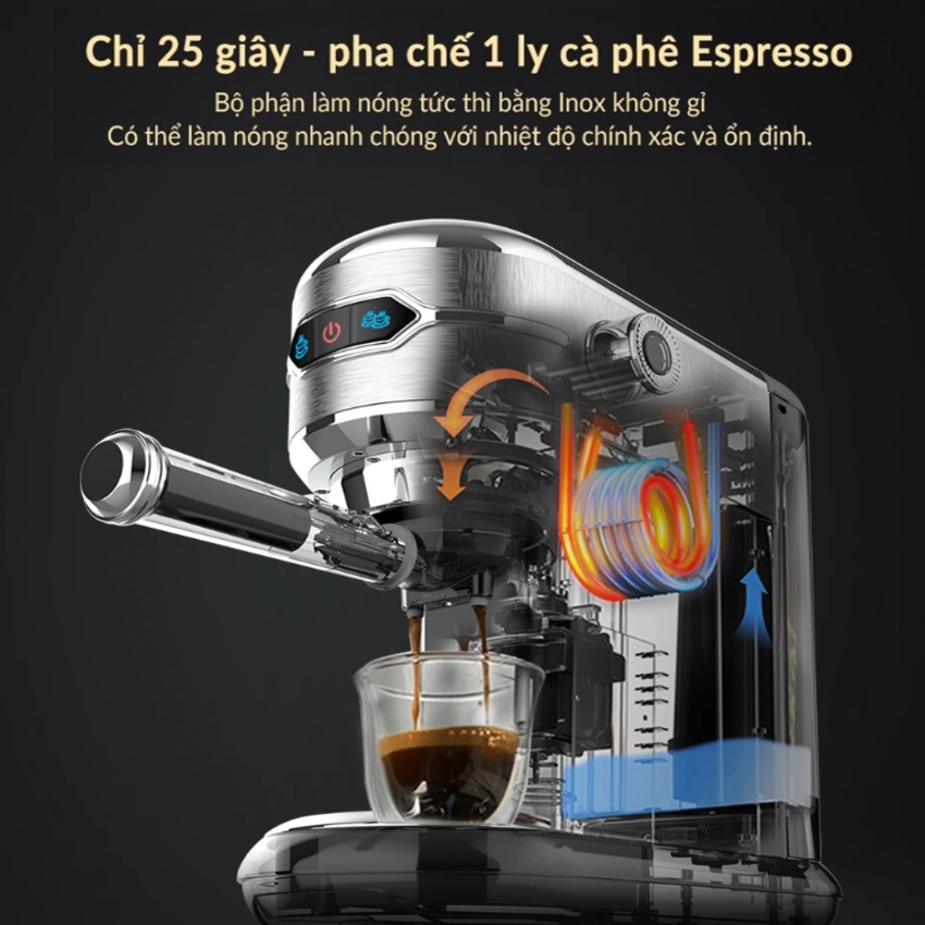 Máy pha cà phê espresso bán tự động, thương hiệu Mỹ HiBREW HÀNG CHÍNH HÃNG (Bảo hành chính hãng 1 năm) - H11