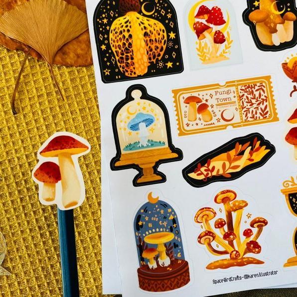 Sticker sheet mushroom dream - chuyên dán, trang trí sổ nhật kí, sổ tay | Bullet journal sticker - unim061