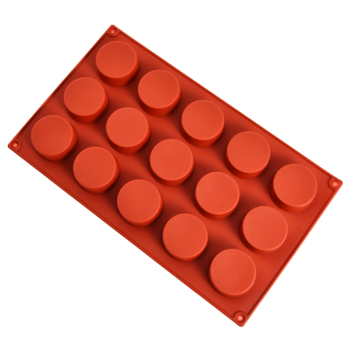 Khuôn silicon làm bánh, rau câu, bánh pudding, mousse 15 hình trụ tròn - Mã số 1016