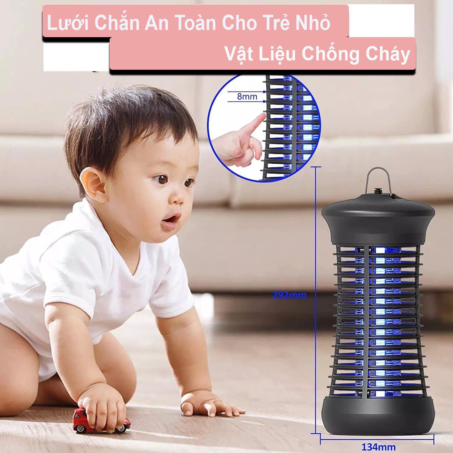 Máy Bắt Muỗi Thông Minh, Diệt Côn Trùng Đa Năng, Hiệu Quả. (Bug Zapper LT802), Tặng kèm Chổi Vệ Sinh Lồng Đèn, Thiết kế mới 2022