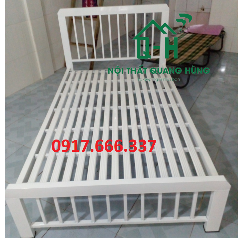 GIƯỜNG SẮT HỘP VUÔNG 4X8  1M2X2M MÀU TRẮNG DÀNH CHO GIA ĐÌNH