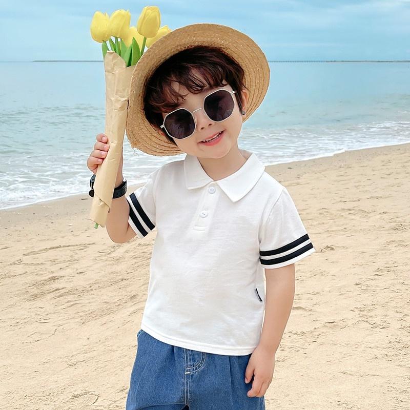 Áo thun polo cổ đức cho bé trai 1-7 tuổi chất cotton co giãn sọc viền tay Magickids Quần áo trẻ em AO22031