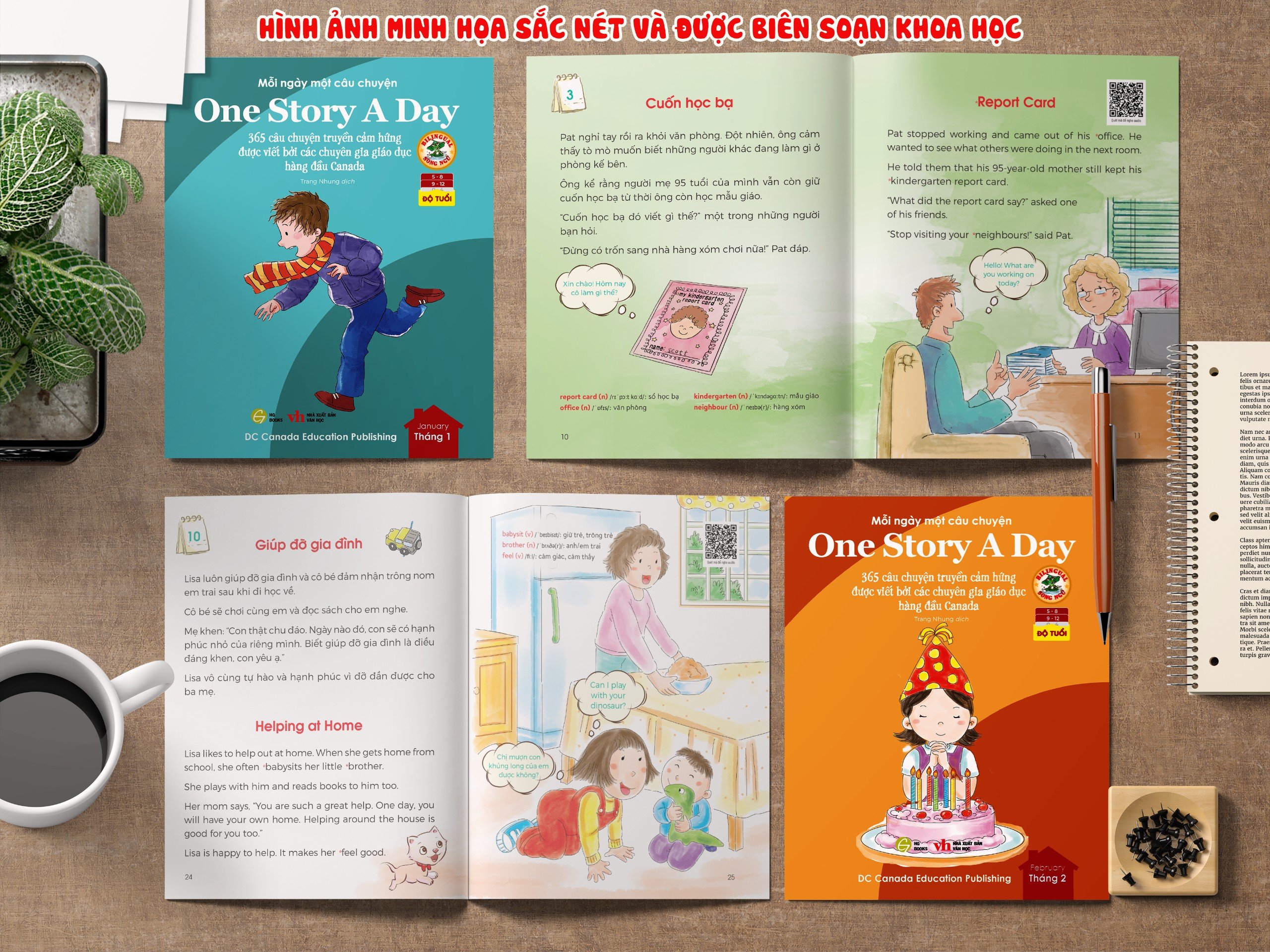 Sách - One Story A Day - CUỐN 8 : 365 câu chuyện phát triển IQ, EQ cho bé - Bản song ngữ tặng kèm file nghe