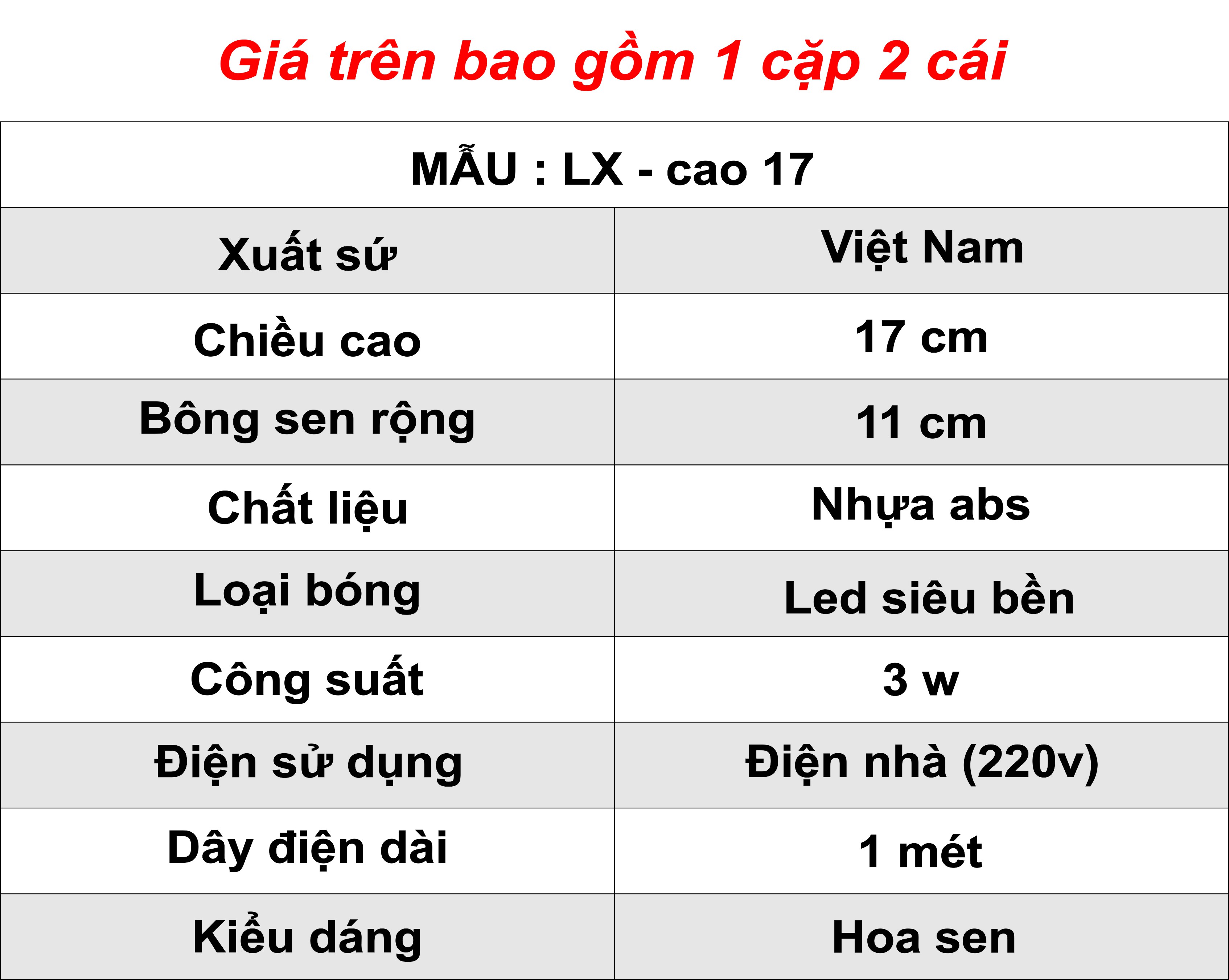 Bộ 2 đèn thờ đổi 7 màu LX - cao 17 Đèn bàn thờ, đồ thờ cúng, thờ phật, thờ ông địa, gia tiên