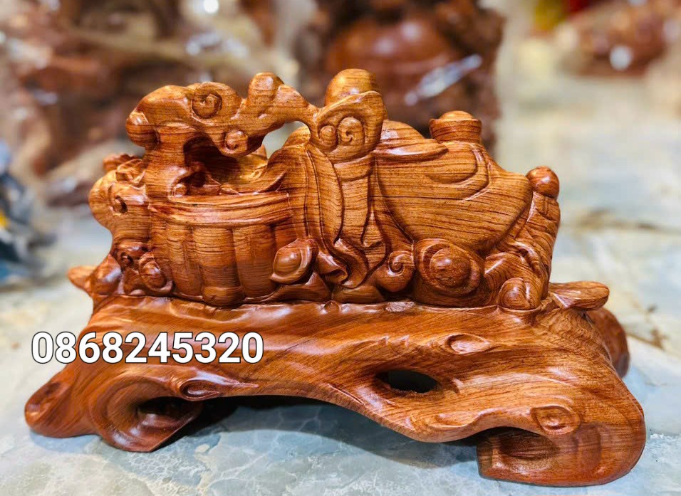 Tượng phật di lặc nhị phúc bằng gỗ hương đá kt 40×21×16cm