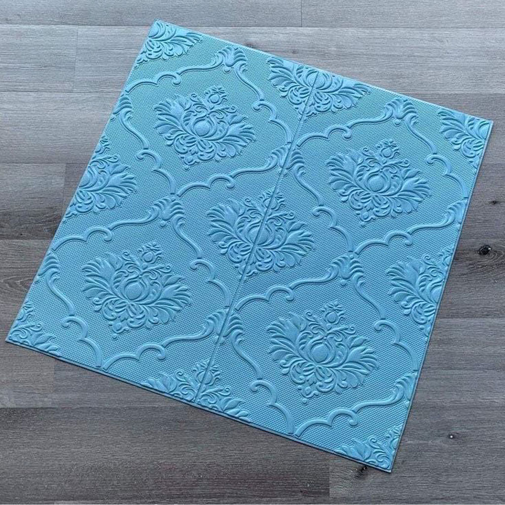 Bộ 20 Tấm Xốp Dán Tường Cổ Điển Hoa Sen 3D Màu Xanh Trời 70x70cm Siêu Đẹp, Sang Trọng