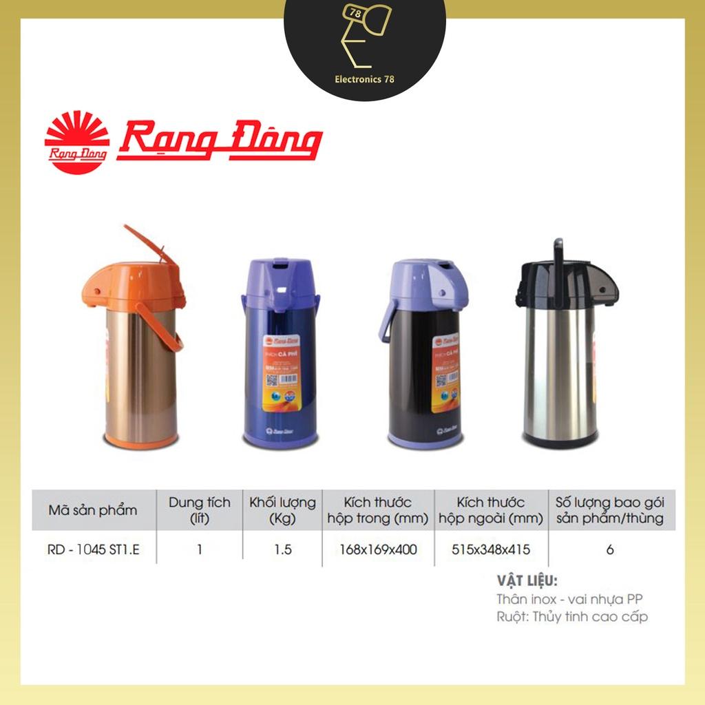 Phích nước nóng Inox cao cấp, Phích giữ nhiệt Rạng Đông 1045 ST1.E - Cần bơm rót nước [1-2 Lít - Đế xoay 360 độ